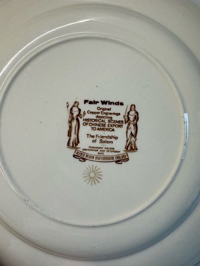 Vintage Fair Winds Friendship of Salem Dinner Plate 10.5 Alfred Meakin England