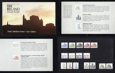 1983 Ireland Architecture Definitive Stamps Low Value Presentation Pack with values to 30p mint never hinged (MNH)