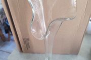 45 cm. Tall VASE, mouth blown, pulled and banded calla lily vase in a clear glass...such a classic &amp; so collectible,  art nouveau...