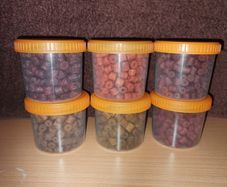 NEW - Set of 6 Boxes 90g 8mm drilled hard pellet for feeder & method feeder - Carp Tench Bream Feeder Method Pellet Dumbells Hybrid Roach