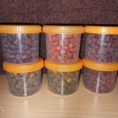 NEW - Set of 6 Boxes 90g 8mm drilled hard pellet for feeder & method feeder - Carp Tench Bream Feeder Method Pellet Dumbells Hybrid Roach