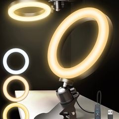 6.3 Inch Video Conference Ring Light with Ultra wide Clip, 360 Degree Rotatable Table Ring Light with Dimmable 3 Modes 10 Brightness Level for Live Streaming Desktop Reading/Makeup/Webcam/YouTube/TiK Tok (FREE POSTAGE)