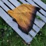 Handmade crochet triangle shawl wrap. Mustard yellow gradient ombre lacy shawl Image 8
