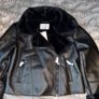 Stradivarius Black Faux Leather Moto Aviator Jacket Size M New with Tags Image 5
