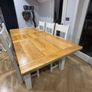 Solid Oak Extendable Dining Table & 6 Chairs - off white/cream Image 3