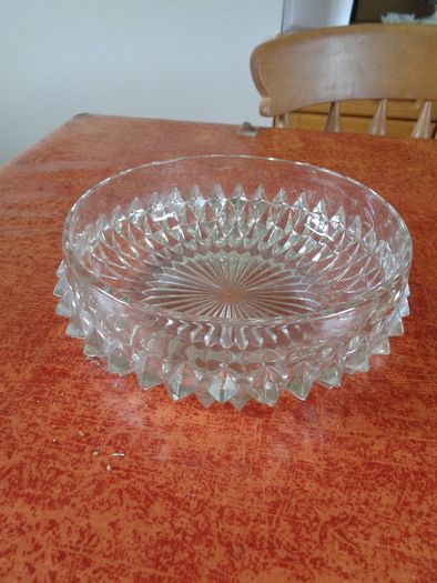 Cut Glass Bowl with Silver Trim for Sale