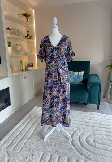 Ladies Navy Multi Coloured Print Dress from DIVA Carella. Size XL UK 14-16/ EU 42-44