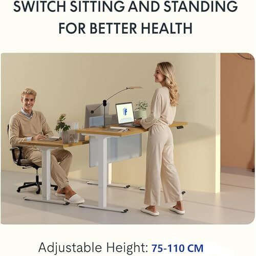 Electric Standing Desk Height Adjustable Sit Stand Desk with Memory Smart Panel(120 x 60cm, White)