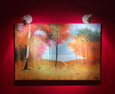 Painting Lake Sea Woods Forest scene Li Fang