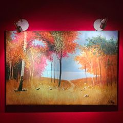 Painting Lake Sea Woods Forest scene Li Fang