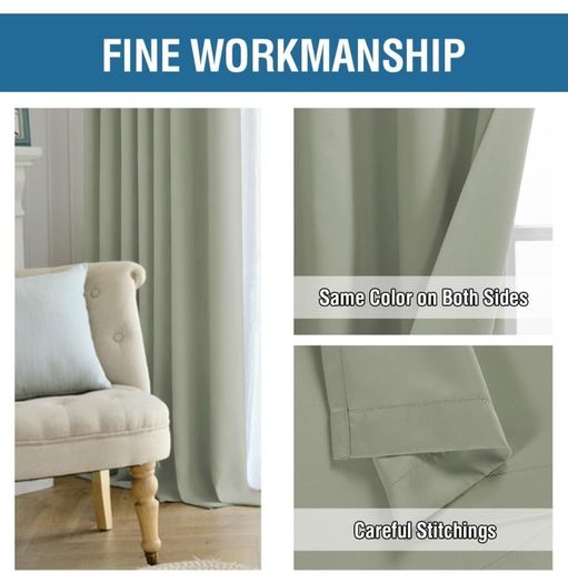 2 Panels 66"x90" Blackout Curtains Pencil Pleat Bedroom Curtain Panel for Privacy Protected Thermal Insulated
