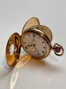 Vintage Omega Half Hunter Gold Filled Pocket Watch