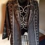 Beautiful 100% Silk Black & Silver Jacket (Size 14) Image 3