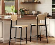 2-piece set bar stools, Bar chairs with backrest and metal frame