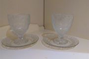 2 x Glass Dessert Bowl / Ice Cream Pot / Punch Bowl and Side Plate