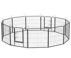12 Panels Heavy Duty Puppy Playpen, for Small Dogs, Indoor and Outdoor Use - Silver