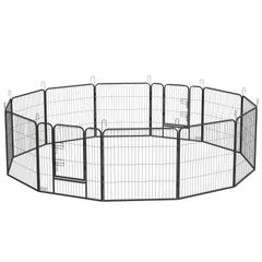 12 Panels Heavy Duty Puppy Playpen, for Small Dogs, Indoor and Outdoor Use - Silver
