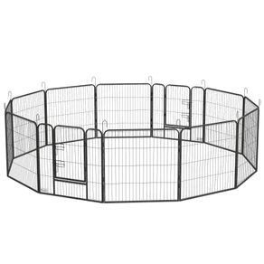 12 Panels Heavy Duty Puppy Playpen, for Small Dogs, Indoor and Outdoor Use - Silver