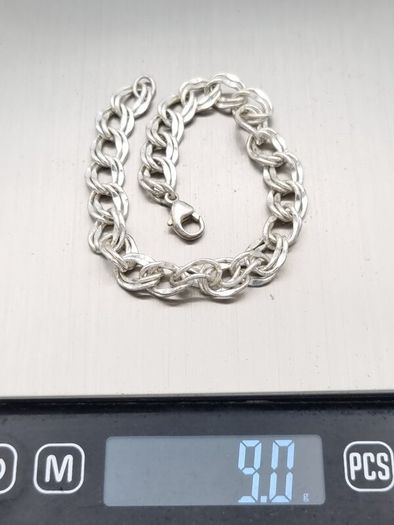 Vintage 925 Sterling Silver Double Link Charm Bracelet