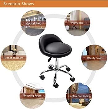 Black Adjustable Swivel Rolling Cushion Tattoo Massage Hydraulic Salon Stool with Back,5 Wheels (FREE POSTAGE)