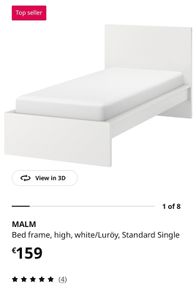 As new Ikea MALM/LUROY Single Bed - White