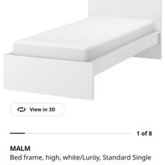 As new Ikea MALM/LUROY Single Bed - White