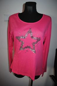 Pink star sequin long sleeve top size UK14/16 EU42/44 Perfect condition Postage included