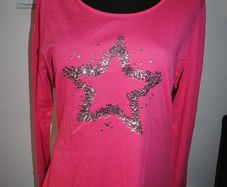 Pink star sequin long sleeve top size UK14/16 EU42/44 Perfect condition Postage included