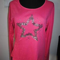 Pink star sequin long sleeve top size UK14/16 EU42/44 Perfect condition Postage included