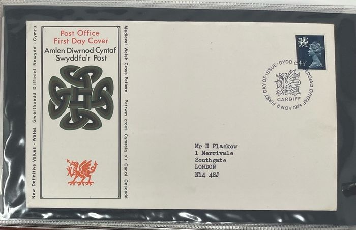 Collection of 38 Stamp First Day Covers, 1872-75 housed in Royal Mail small album with good range and including definitive values plus regionals. 38 images of contents
