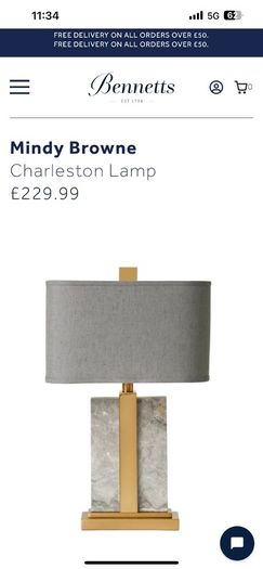 Charleston Lamp marble with brass (2 available)
