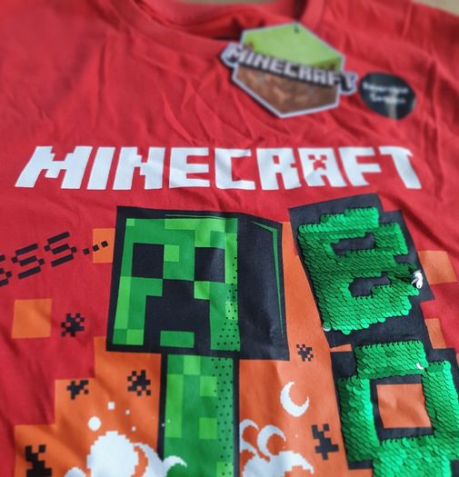 New Tags Minecraft  Tshirt Fantastic Reverse Sequin Boy/girl  Age 12/13 Yrs