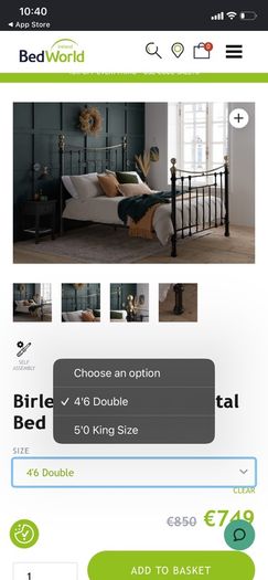 Black double bed frame