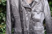 Ladies Leather Vintage Black shearling leather coat