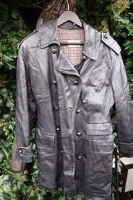 Ladies Leather Vintage Black shearling leather coat
