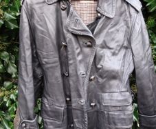 Ladies Leather Vintage Black shearling leather coat