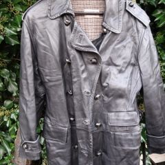 Ladies Leather Vintage Black shearling leather coat