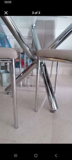 Dining Set (Glass & Chrome Table + 3 Chairs) + 1 M