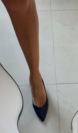 El Cortes Ingles navy suede pointed court shoes Sz 41 (Fit 7-7.5Uk) - Bnwt Rrp 59.99