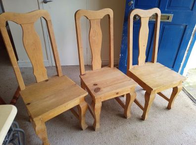 Solid Wooden Rustic Kitchen Chairs Set of 6
