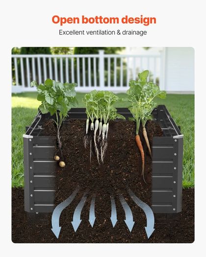 Metal Raised Garden Bed 203 x 102 x 48cm