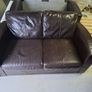 Dark brown leather 2 seater sofas x 2 Image 2