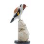 Handcrafted Goldfinch Sculpture: Calcite & Dolomite Bird Figurine Image 2
