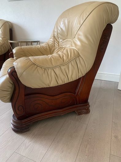 cream leather arm chair