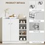 Shoe Storage Cabinet with 2 Doors, Adjustable Shelves, Entryway Shoe Cabinet for 12 Pairs, White Image 3