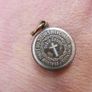 Vintage St Bernadette Sliding Medal with Tissue Relic--Vintage/Antique Round Reliquary/Theca Necklace Pendant--Lourdes Soubirous Saint Catholic Image 2