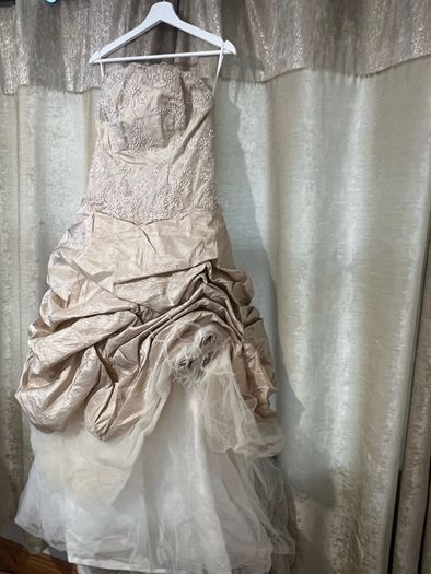 Champagne Wedding Dress & Swarovski Crystal Veil