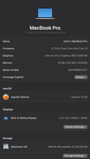Apple MacBook Pro 13 inch (2017)