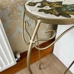 Plant stand Gold colour with ceramic top. VG condition. Collection Swords only
