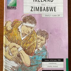 Very Rare 1991 Ireland v Zimbabwe - Rugby World Cup Pool 2 Programme